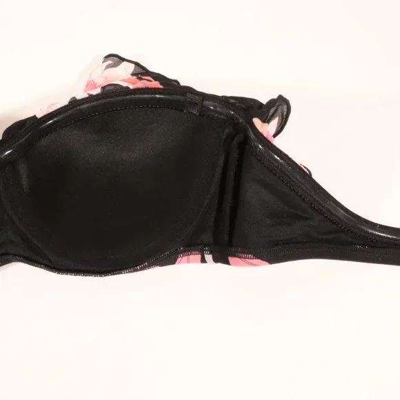 NWT Seafolly X Revolve Black Bustier Bandeau in Desert Flower